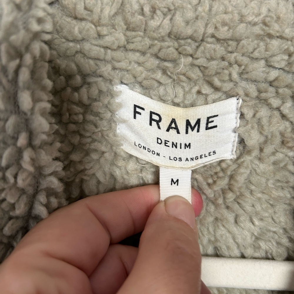 Frame Denim Sherpa-Lined Jean Jacket in Cream